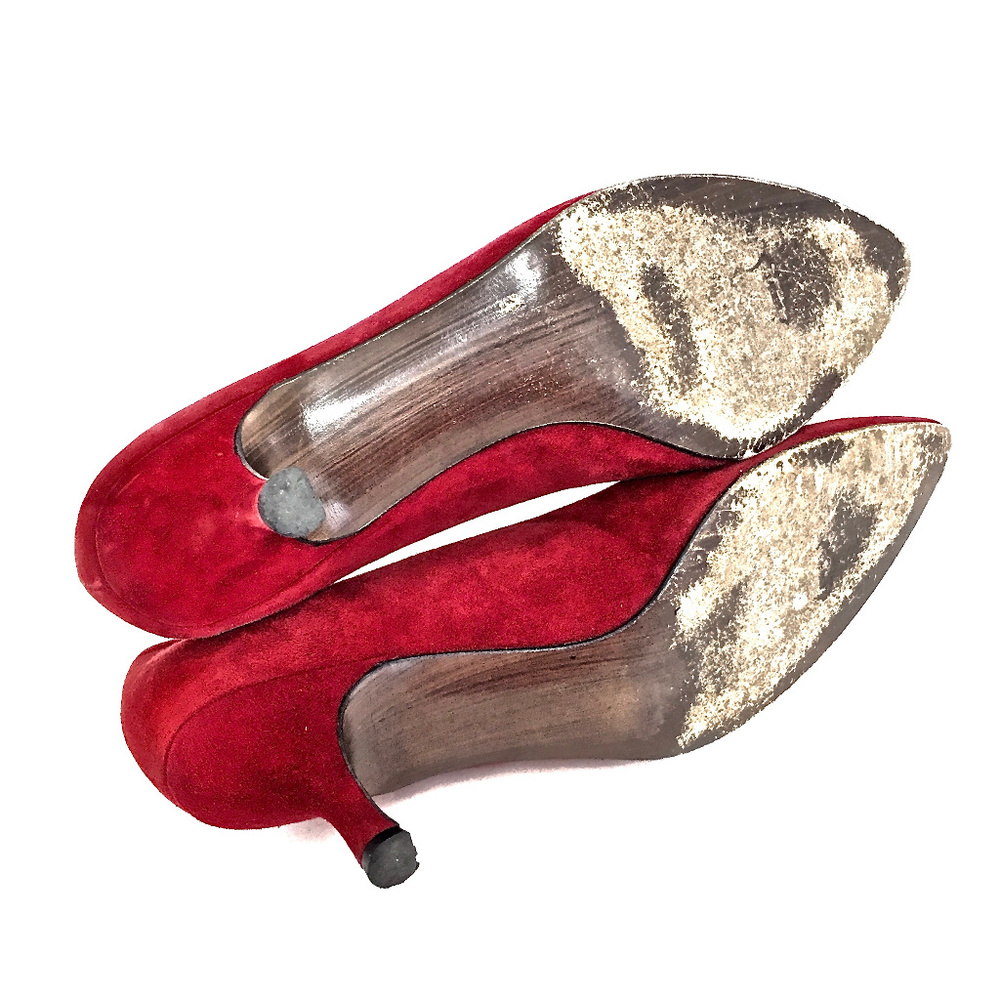 Stuart Weitzman Red Suede/Patent Pointed Pump - image 8